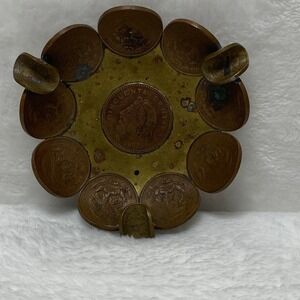 Vintage Mexican‎ Coin Ashtray Made with Centavos 1957 Brass Metal Unique